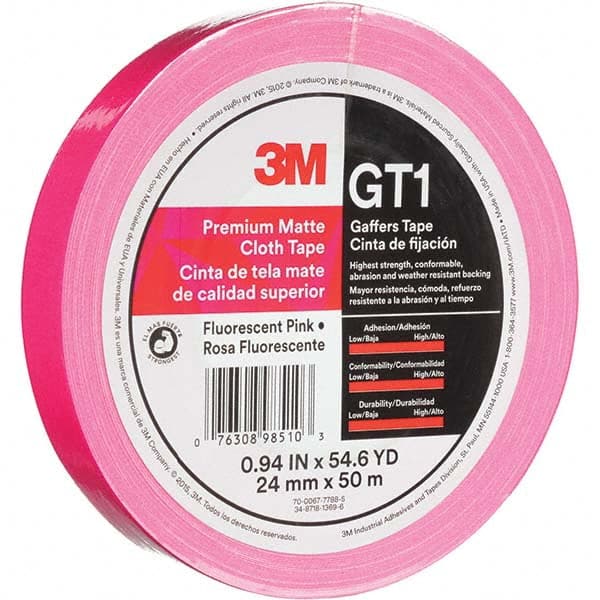 3M - 50m x 24mm x 11 mil Fluorescent Pink Cotton Cloth Gaffers Tape - Caliber Tooling