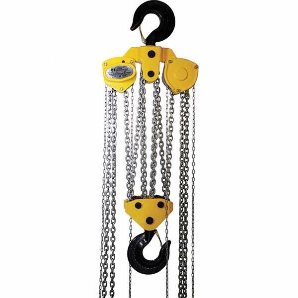 OZ Lifting Products - 40,000 Lb Capacity, 15' Lift Height, Manual Chain Hoist with Overload Protection - Caliber Tooling