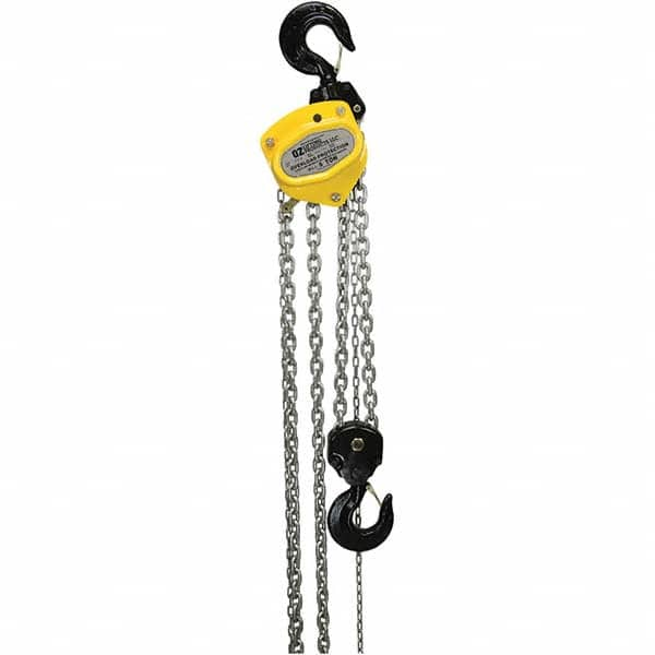 OZ Lifting Products - 10,000 Lb Capacity, 30' Lift Height, Manual Chain Hoist with Overload Protection - Caliber Tooling