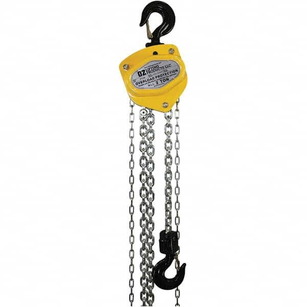 OZ Lifting Products - 4,000 Lb Capacity, 20' Lift Height, Manual Chain Hoist with Overload Protection - Caliber Tooling