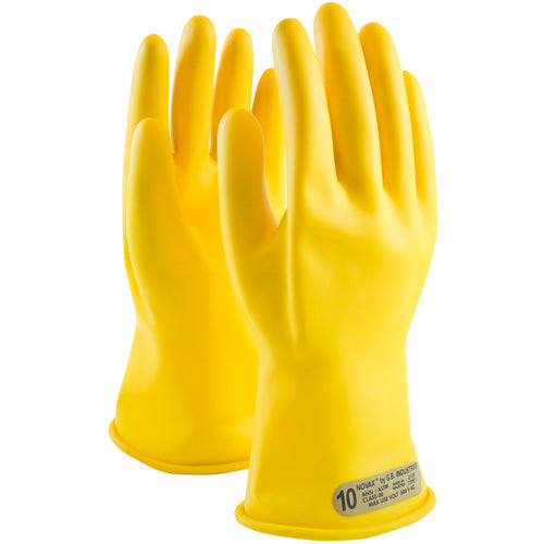 ‎170-00-11/7 - Novax - Natural Rubber Insulating Glove - Class 00 - 11″ - Yellow - Straight Cuff - Exact Industrial Supply