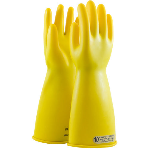 ‎170-00-14/8 - Novax - Natural Rubber Insulating Glove - Class 00 - 14″ - Yellow - Straight Cuff - Exact Industrial Supply