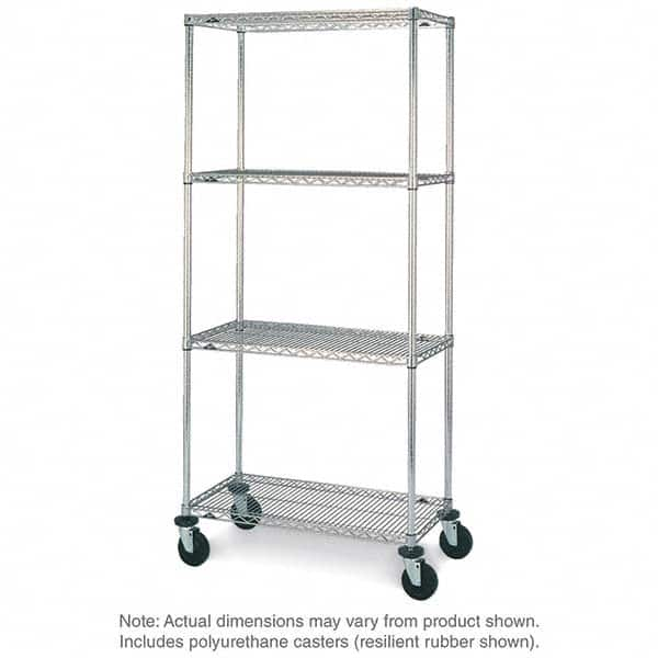 Metro - 600 Lb Capacity 4 Shelf Mobile Wire Shelving Unit - Add-On Unit - Caliber Tooling