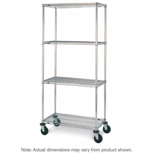 Metro - 600 Lb Capacity 4 Shelf Mobile Wire Shelving Unit - Add-On Unit - Caliber Tooling