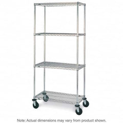 Metro - 600 Lb Capacity 4 Shelf Mobile Wire Shelving Unit - Add-On Unit - Caliber Tooling