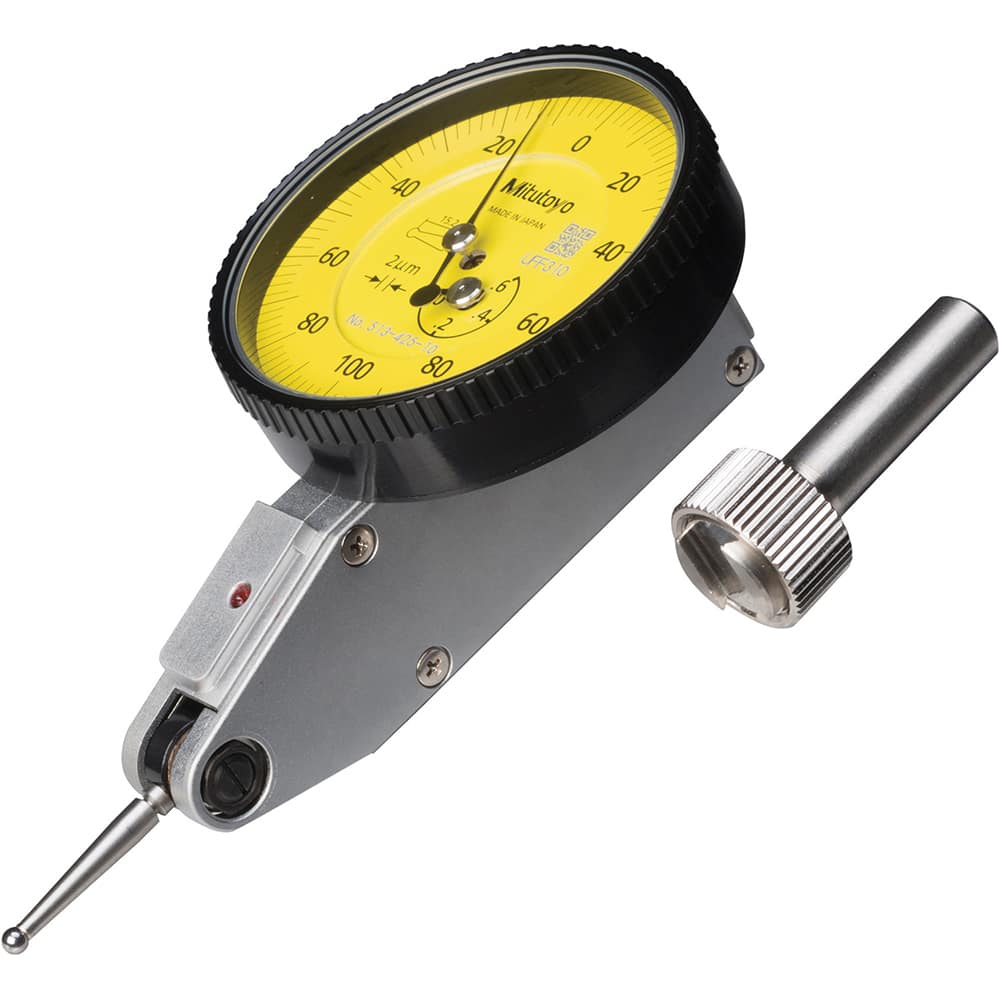 Mitutoyo - 0 to 0.0315", 0.000100" Graduation, Horizontal Dial Test Indicator - Exact Industrial Supply