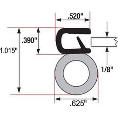 Fairchild Industries - Automotive Replacement Parts; Type: Trim Seal ; Application: Trim Seal, Vinyl and Sponge Rubber Trim Seal with Flexible Steel Core, .090"-.190", Black, 25 ft. - Exact Industrial Supply