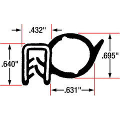 Fairchild Industries - Automotive Replacement Parts; Type: Trim Seal ; Application: Trim Seal, Sponge Bulb and Dense Rubber with Flexible Steel Wire Core, .078"-.137", Black, 25 ft. - Exact Industrial Supply