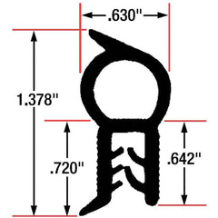 Fairchild Industries - Automotive Replacement Parts; Type: Trim Seal ; Application: Trim Seal, Sponge Bulb and Dense Rubber with Flexible Steel Wire Core, .051-.129", Black, 25 ft. - Exact Industrial Supply