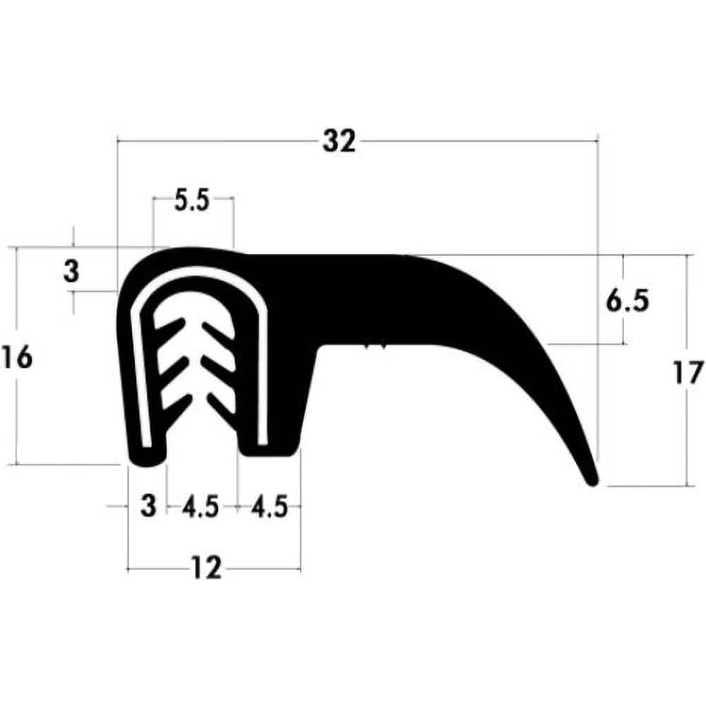 Fairchild Industries - Automotive Replacement Parts; Type: Trim Seal ; Application: Trim Seal, Sponge Bulb and Dense Rubber with Flexible Segmented Steel Core, .14"-.18", Black, 25 ft. - Exact Industrial Supply