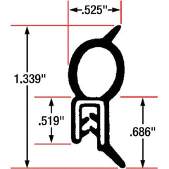 Fairchild Industries - Automotive Replacement Parts; Type: Trim Seal ; Application: Trim Seal, Sponge Bulb and Dense Rubber with Flexible Segmented Steel Core, .060"-.079", Black, 25 ft. - Exact Industrial Supply