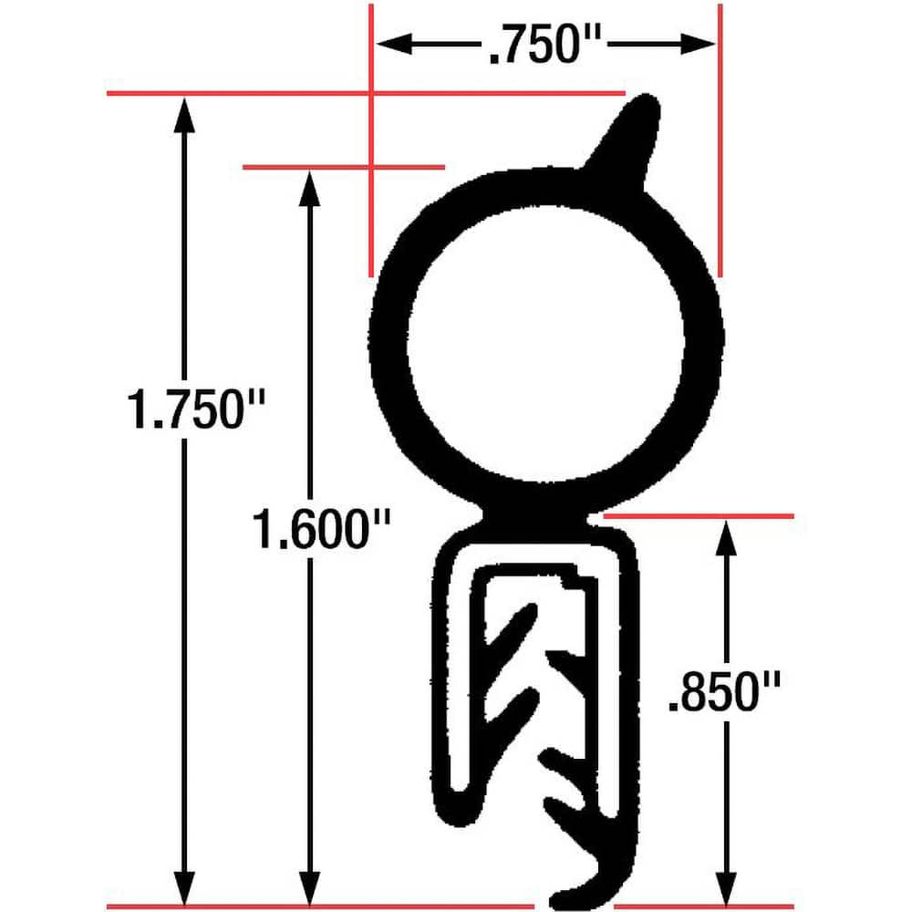 Fairchild Industries - Automotive Replacement Parts; Type: Trim Seal ; Application: Trim Seal, Sponge Bulb and Dense Rubber with Flexible Steel Wire Core, .11"-.13", Black, 25 ft. - Exact Industrial Supply