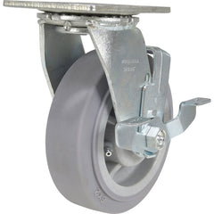 Vestil - Standard Casters; Mount: With Holes ; Style: Swivel w/Brake ; Wheel Diameter: 6 (Inch); Wheel Width: 2 (Inch); Overall Height (Inch): 7-1/2 ; Load Capacity (Lb.): 600.000 - Exact Industrial Supply