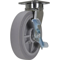 Vestil - Standard Casters; Mount: With Holes ; Style: Swivel w/Brake ; Wheel Diameter: 8 (Inch); Wheel Width: 2 (Inch); Overall Height (Inch): 9-1/2 ; Load Capacity (Lb.): 675.000 - Exact Industrial Supply