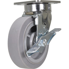 Vestil - Standard Casters; Mount: With Holes ; Style: Swivel w/Brake ; Wheel Diameter: 6 (Inch); Wheel Width: 2 (Inch); Overall Height (Inch): 7-1/2 ; Load Capacity (Lb.): 600.000 - Exact Industrial Supply