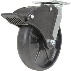 Vestil - Standard Casters; Mount: With Holes ; Style: Swivel w/Total Brake ; Wheel Diameter: 8 (Inch); Wheel Width: 2 (Inch); Overall Height (Inch): 9-1/2 ; Load Capacity (Lb.): 1250.000 - Exact Industrial Supply