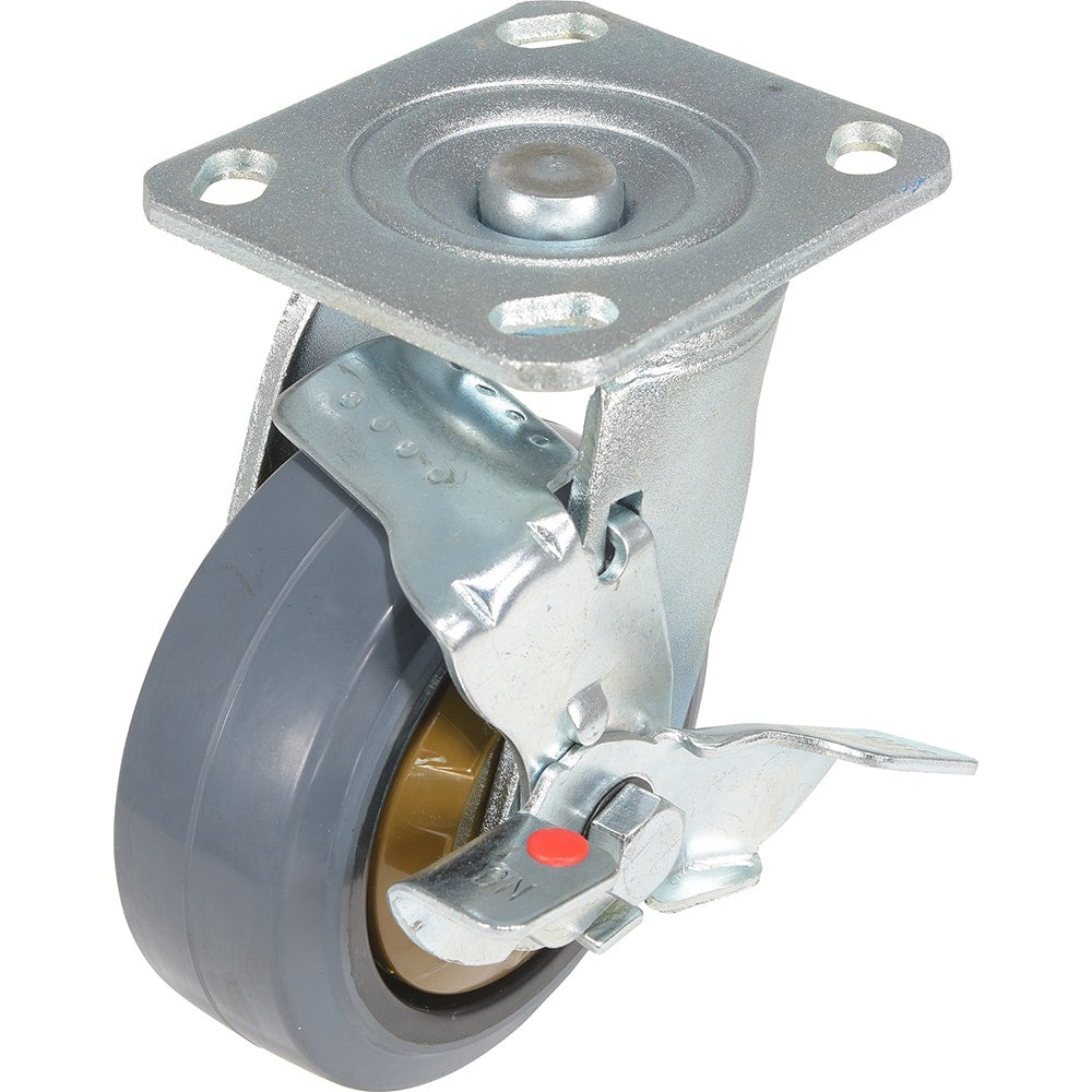 Vestil - Standard Casters; Mount: With Holes ; Style: Swivel w/Brake ; Wheel Diameter: 5 (Inch); Wheel Width: 2 (Inch); Overall Height (Inch): 6-9/16 ; Load Capacity (Lb.): 661.000 - Exact Industrial Supply