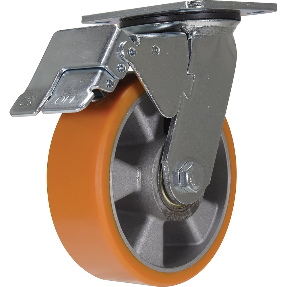 Vestil - Standard Casters; Mount: With Holes ; Style: Swivel w/Total Brake ; Wheel Diameter: 6 (Inch); Wheel Width: 2 (Inch); Overall Height (Inch): 7-1/2 ; Load Capacity (Lb.): 1210.000 - Exact Industrial Supply