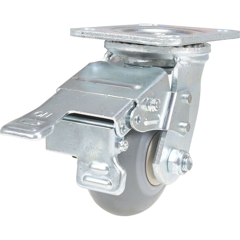 Vestil - Standard Casters; Mount: With Holes ; Style: Swivel w/Total Brake ; Wheel Diameter: 4 (Inch); Wheel Width: 2 (Inch); Overall Height (Inch): 5-1/2 ; Load Capacity (Lb.): 485.000 - Exact Industrial Supply