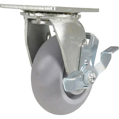 Vestil - Standard Casters; Mount: With Holes ; Style: Swivel w/Brake ; Wheel Diameter: 5 (Inch); Wheel Width: 2 (Inch); Overall Height (Inch): 6-1/2 ; Load Capacity (Lb.): 500.000 - Exact Industrial Supply