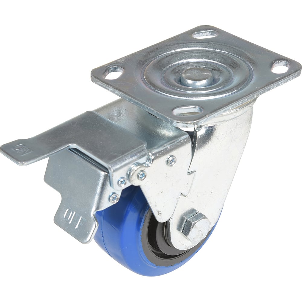 Vestil - Standard Casters; Mount: With Holes ; Style: Swivel w/Total Brake ; Wheel Diameter: 4 (Inch); Wheel Width: 2 (Inch); Overall Height (Inch): 5-1/2 ; Load Capacity (Lb.): 550.000 - Exact Industrial Supply