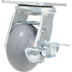 Vestil - Standard Casters; Mount: With Holes ; Style: Swivel w/Brake ; Wheel Diameter: 4 (Inch); Wheel Width: 2 (Inch); Overall Height (Inch): 5-1/2 ; Load Capacity (Lb.): 485.000 - Exact Industrial Supply