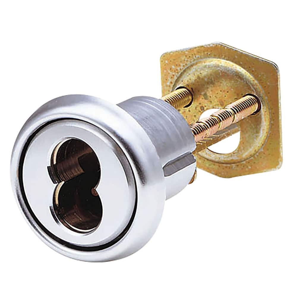 Arrow Lock - Cylinders; Type: Rim ; Keying: Less Core ; Number of Pins: 6 ; Material: Brass ; Finish/Coating: Satin Chrome - Exact Industrial Supply