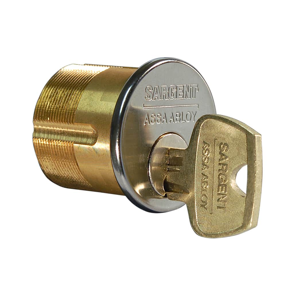 Sargent - Cylinders; Type: Mortise ; Keying: RE Keyway ; Number of Pins: 6 ; Material: Brass ; Finish/Coating: Stainless Steel - Exact Industrial Supply