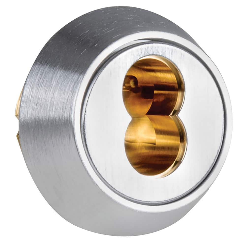 Falcon - Cylinders; Type: Mortise ; Keying: Less Core ; Number of Pins: 6, 7 ; Material: Brass ; Finish/Coating: Satin Chrome - Exact Industrial Supply