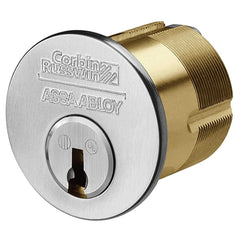 Corbin Russwin - Cylinders; Type: Mortise ; Keying: 59A1 Keyway ; Number of Pins: 6 ; Material: Brass ; Finish/Coating: Satin Chrome - Exact Industrial Supply