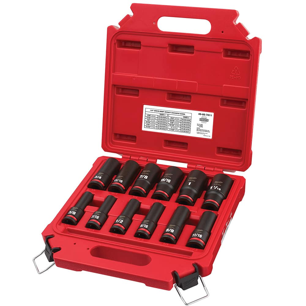 Milwaukee Tool - 12 Pc 1/2" Drive Deep Socket Set - Exact Industrial Supply