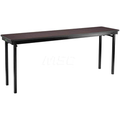 Folding Tables; Type: Folding Table; Width (Inch): 18; Length (Inch): 72; Color: Montana Walnut; Minimum Order Quantity: Steel,HPL Laminate; Plywood Core; Shipping Weight (Lb.): 53.0000; Thickness: 3/4; Material: Steel,HPL Laminate; Plywood Core; Material