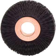 2″ Small Diameter Nylon Wheel Brush, .010″ Crimped Black Fill, 1/2″ Arbor Hole - Caliber Tooling