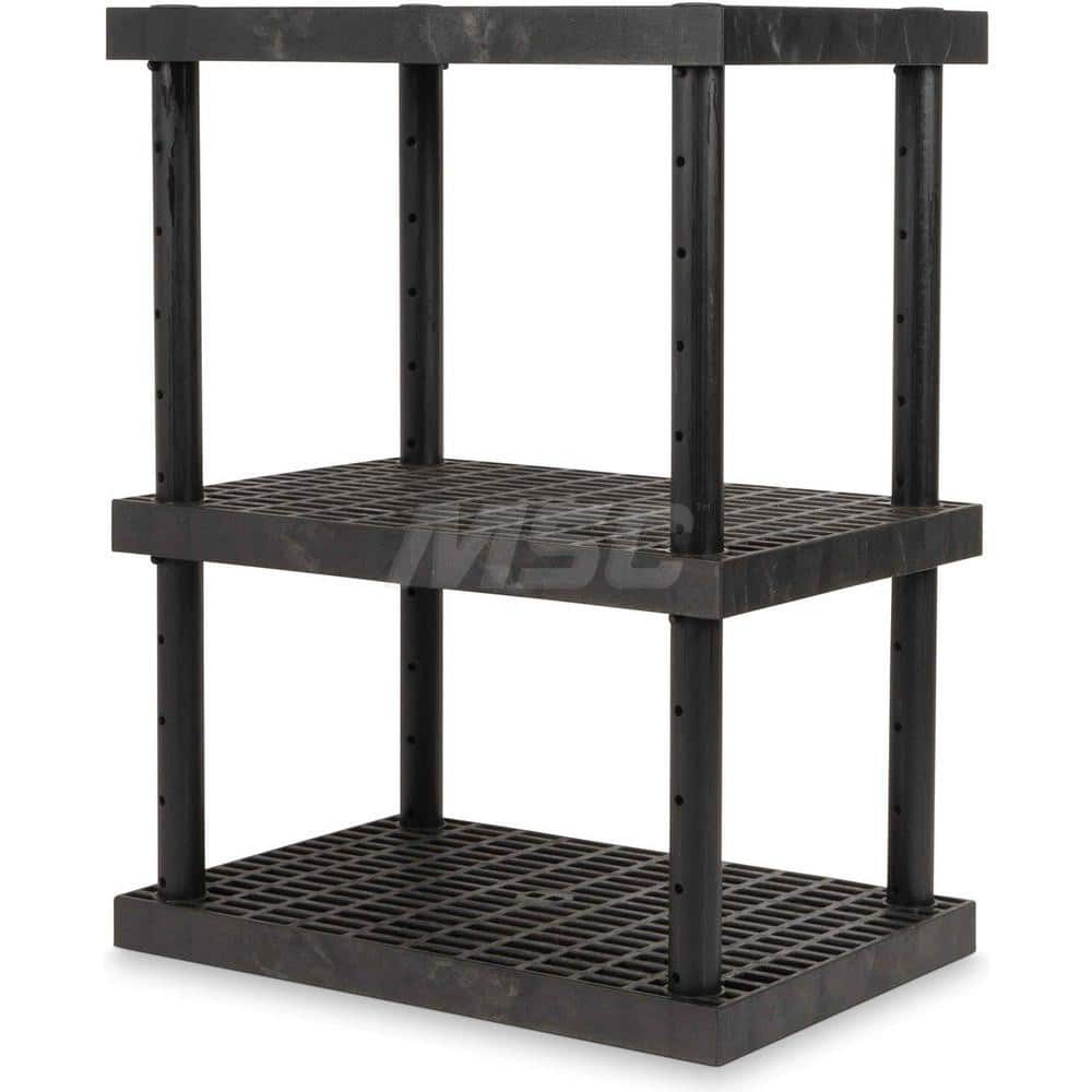 Plastic Shelving; Type: Adjustable Shelving; Shelf Capacity (Lb.): 750; Width (Inch): 24; Height (Inch): 48.000000; Depth: 36; Number of Shelves: 3; Color: Black