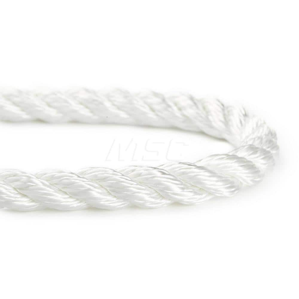 Rope; Rope Construction: 3 Strand Twisted; Material: Nylon; Work Load Limit: 60 lb; Color: White; Maximum Temperature (F) ( - 0 Decimals): 295; Breaking Strength: 23850; Application: General Purpose; Rope Strand Count: 3; Package Type: Reel; Additional In