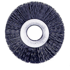 2″ Small Diameter Nylon Wheel Brush, .014″ Crimped Black Fill, 1/2″ Arbor Hole - Caliber Tooling