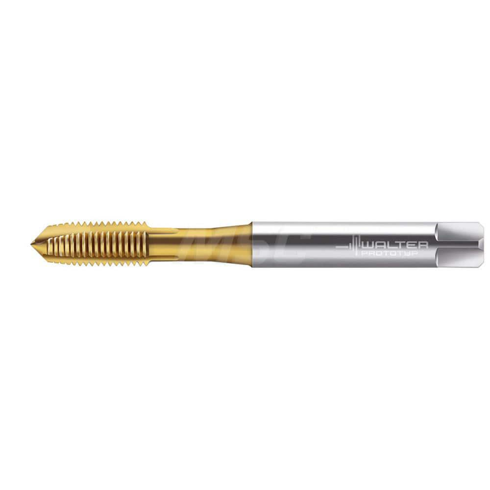 Spiral Point Tap: 5/16-24, UNF & DIN 371, 3 Flutes, Plug, 2B, HSS-E, TiN Finish 18 mm Thread Length, 90 mm OAL, Right Hand, Series TC216