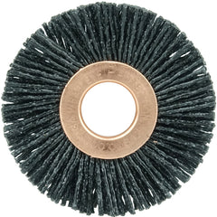 2″ Diameter - Small Diameter Wheel Brush - 0.055″/80 Grit - 1/2″ Arbor - Caliber Tooling