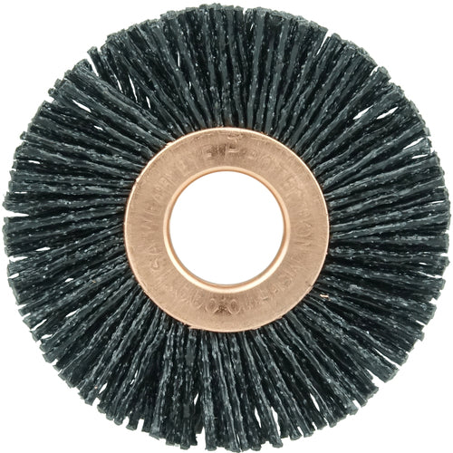 2″ Diameter - Small Diameter Wheel Brush - 0.026″/120 Grit - 1/2″ Arbor - Caliber Tooling