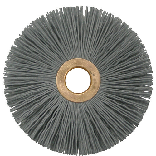 3″ Small Diameter Nylox Wheel Brush, .022/320SC Crimped Fill, 1/2″ Arbor Hole - Caliber Tooling