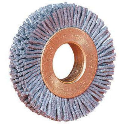 3″ Diameter - Small Diameter Wheel Brush - 0.035″/80 Grit - 1/2″ Arbor - Caliber Tooling