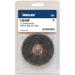 3″ Stem-Mounted Crimped Wire Wheel, .008″ Steel Fill, 1/4″ Stem, Retail Pack - Caliber Tooling