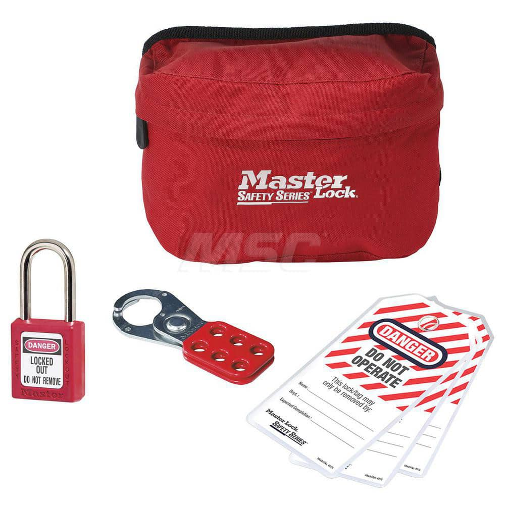 Portable Lockout Kits; Type: Padlock & Hasp Kit; Container Type: Pouch; Number of Padlocks Included: 1; Key Type: Keyed Alike; Includes: Comes with S1010 pouch, 410RED Zenex ™ Thermoplastic safety padlock, 420 lockout hasp, and (3) Do Not Operate laminate