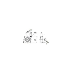 Turning Insert:  CCMT32.51DIA DX120,  Polycrystalline Diamond Uncoated Finish,  Neutral,  3/8″ Inscribed Circle,  0.0160″ Corner Radius,  80.0 &deg N/A Diamond,  Series  CCMT