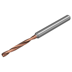 Micro Drill Bit: 0.0689″ Dia, 140 °, Solid Carbide TiALN Lite Finish, 1.9685″ OAL, RH Cut, Spiral Flute, Straight-Cylindrical Shank, Series CoroDrill 862