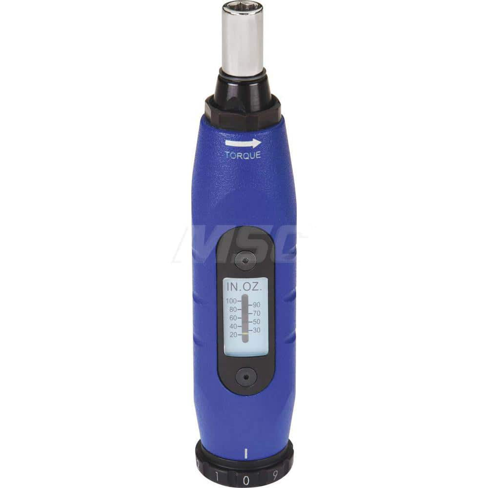 Torque Screwdriver: 0.88 to 7.08 in/lb Torque 5.5″ OAL, 1/4″ Drive