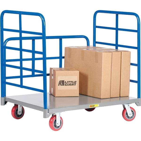 Little Giant - 3,600 Lb Capacity Steel Double End Rack Platform Truck - Steel Deck, 30" OAW, 60" Platform Length, Polyurethane Casters - Caliber Tooling