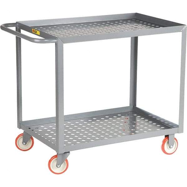 Little Giant - 1,200 Lb Capacity, 24" Wide x 48" Long x 35" High Service Cart - 2 Shelf, Steel, Polyurethane Casters - Caliber Tooling