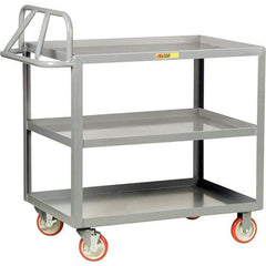 Little Giant - 1,200 Lb Capacity, 24" Wide x 48" Long x 35" High Cart - 3 Shelf, Steel, Polyurethane Casters - Caliber Tooling