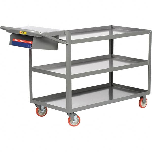 Little Giant - 1,200 Lb Capacity, 24" Wide x 36" Long x 35" High Order Picking Cart - 3 Shelf, Steel, 2 Rigid/2 Swivel Casters - Caliber Tooling